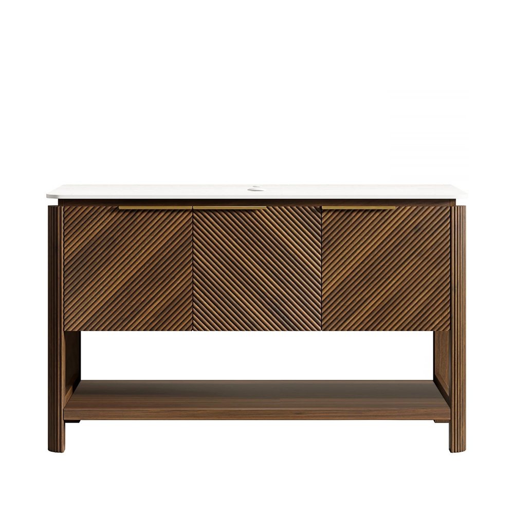 48" Brown Wood Three Door Bathroom Vanity HomeRoots