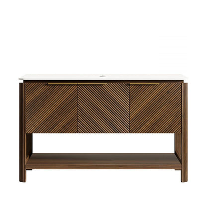 48" Brown Wood Three Door Bathroom Vanity HomeRoots