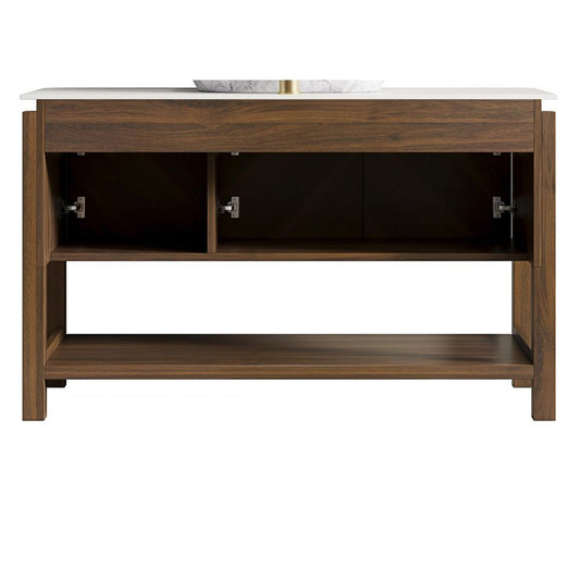 48" Brown Wood Three Door Bathroom Vanity
