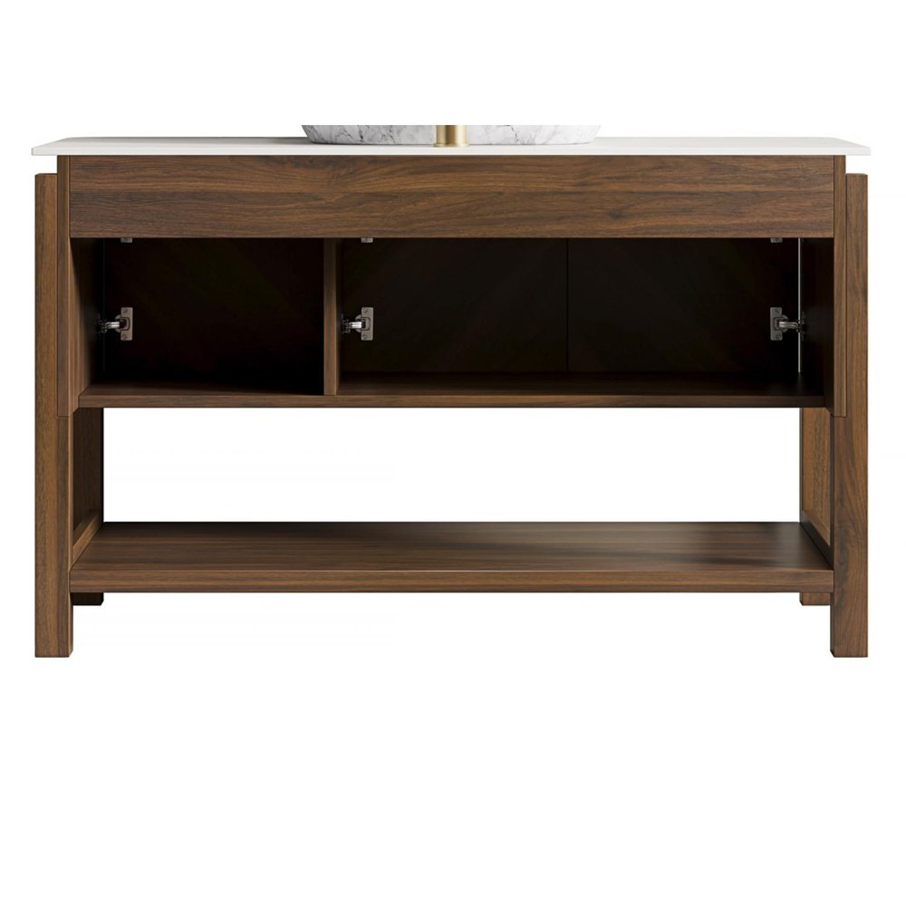 48" Brown Wood Three Door Bathroom Vanity — view 2