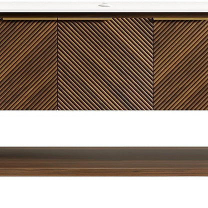 48" Brown Wood Three Door Bathroom Vanity HomeRoots