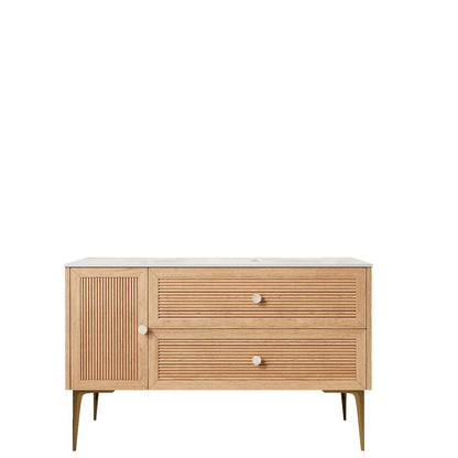 48" Brown Wood Single Door Bathroom Vanity With Two Drawers HomeRoots
