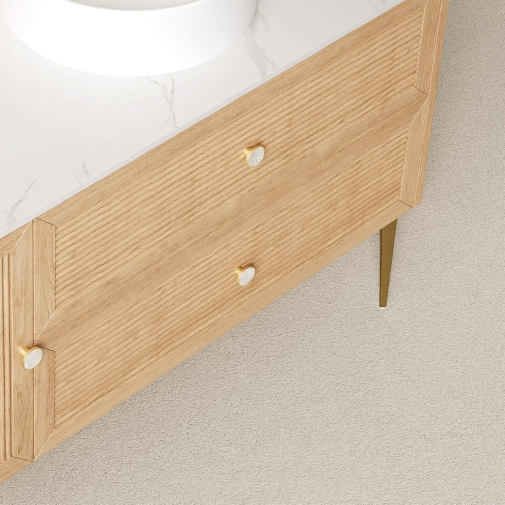 48" Brown Wood Single Door Bathroom Vanity With Two Drawers — view 5