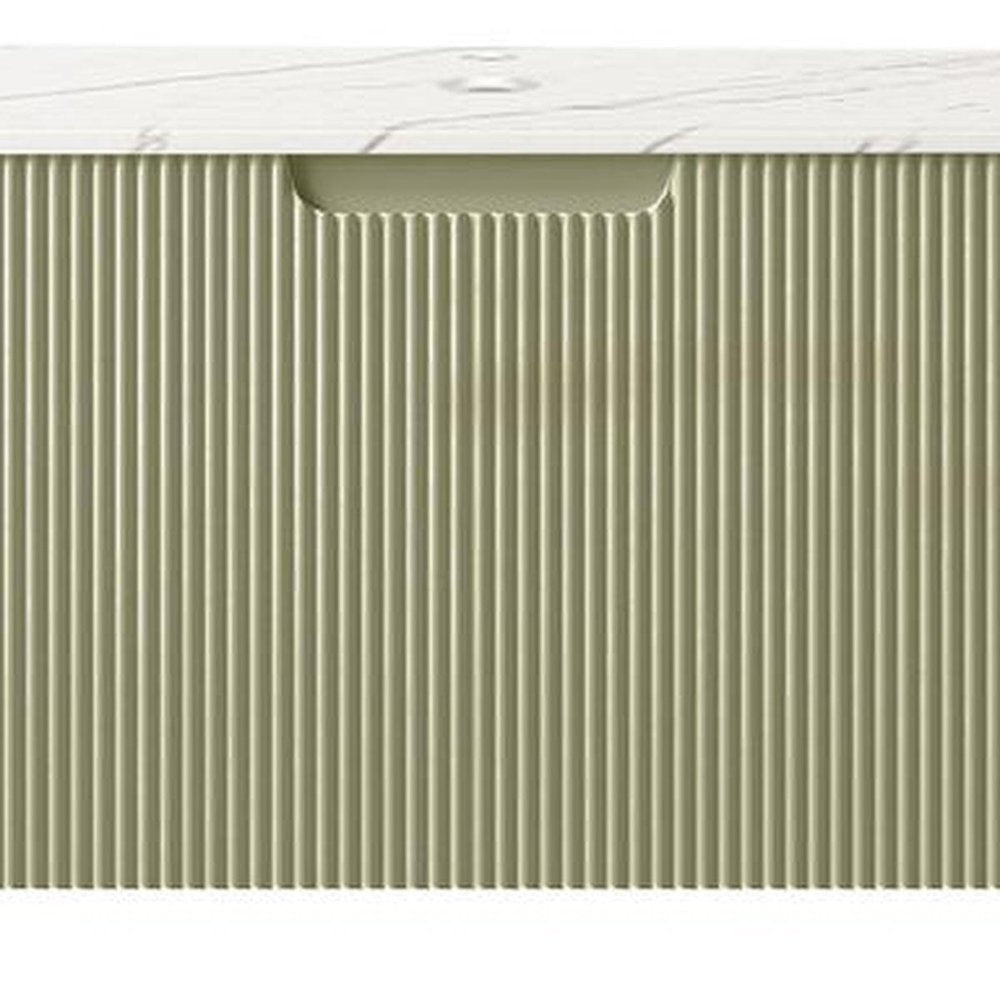 36" Green Wood Floating Bathroom Vanity — view 4
