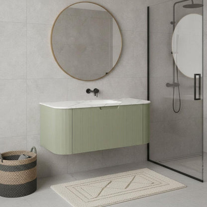 36" Green Wood Floating Bathroom Vanity HomeRoots