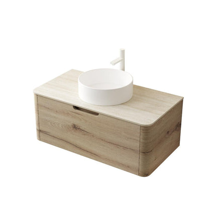 36" Brown Wood Floating Bathroom Vanity HomeRoots