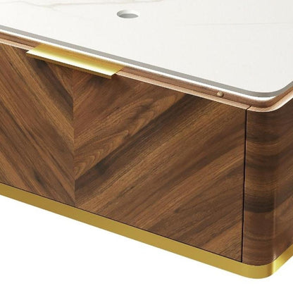 36" Brown Wood Floating Bathroom Vanity HomeRoots
