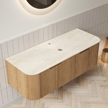 48" Brown Wood Floating Bathroom Vanity With Two Drawers HomeRoots