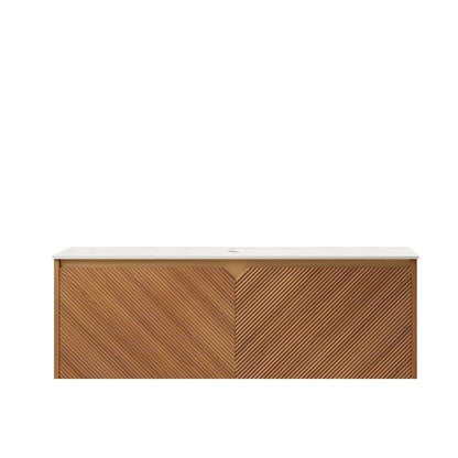 48" Brown Wood Floating Double Door Bathroom Vanity HomeRoots