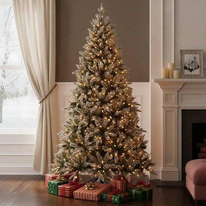 5' White Full Flocked Fir Christmas Tree With Decorations HomeRoots