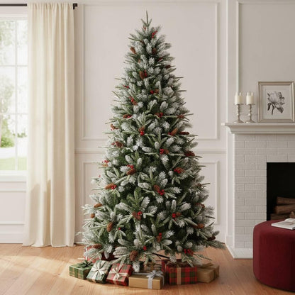 4' White Full Flocked Fir Christmas Tree With Decorations HomeRoots