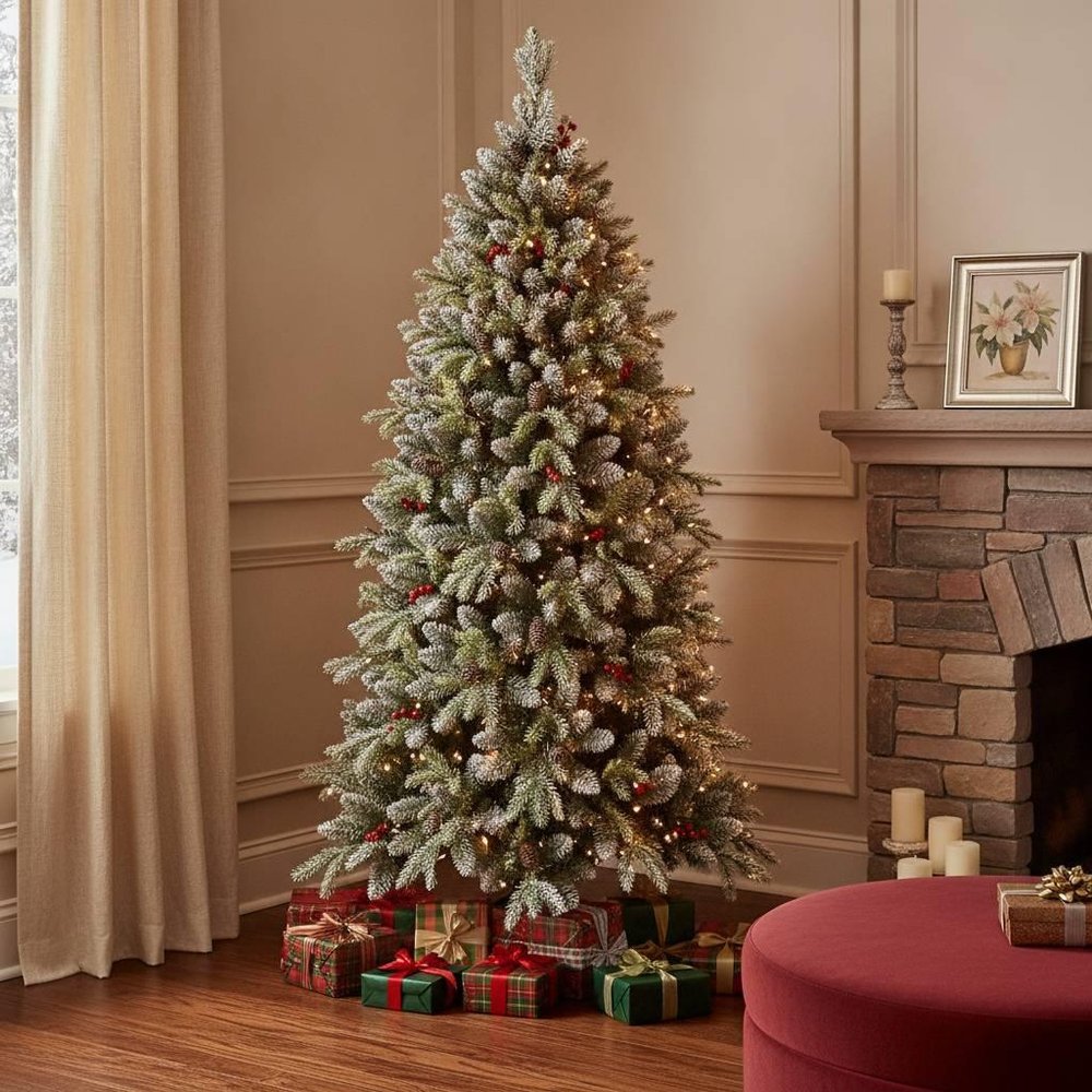 6' White Full Flocked Fir Christmas Tree HomeRoots