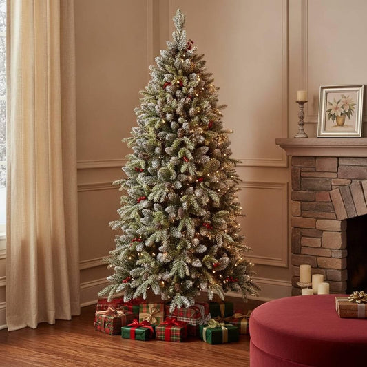 6' White Full Flocked Fir Christmas Tree HomeRoots