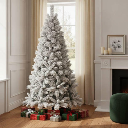 4' Snow Full Flocked Fir Christmas Tree HomeRoots