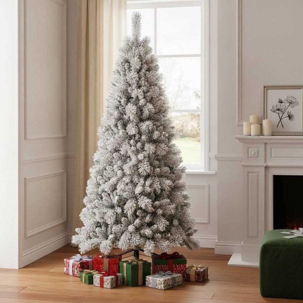 4' Snow Full Flocked Fir Christmas Tree HomeRoots