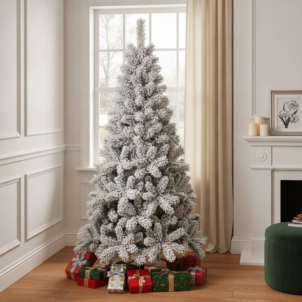 4' Snow Full Flocked Fir Christmas Tree HomeRoots