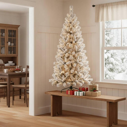 4' Snow Full Flocked Fir Christmas Tree HomeRoots