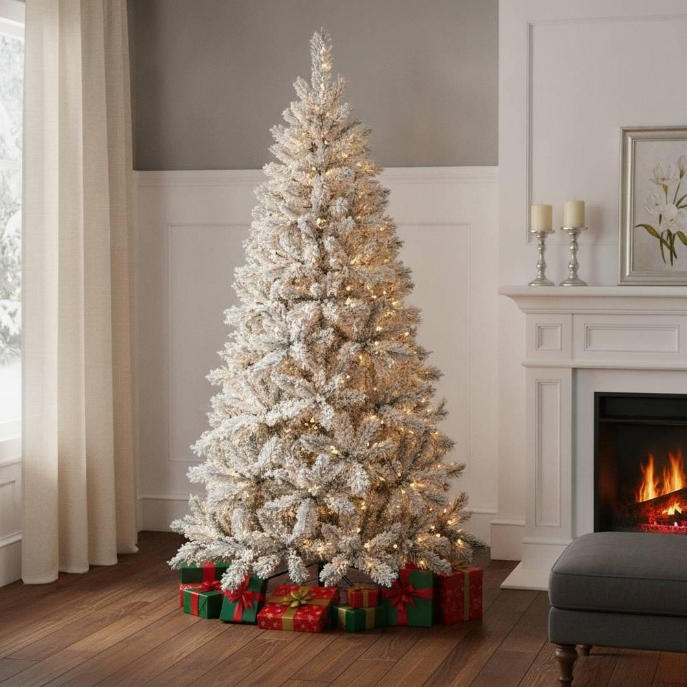 4' Snow Full Flocked Fir Christmas Tree HomeRoots