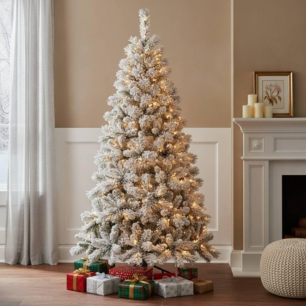 4' Snow Full Flocked Fir Christmas Tree HomeRoots
