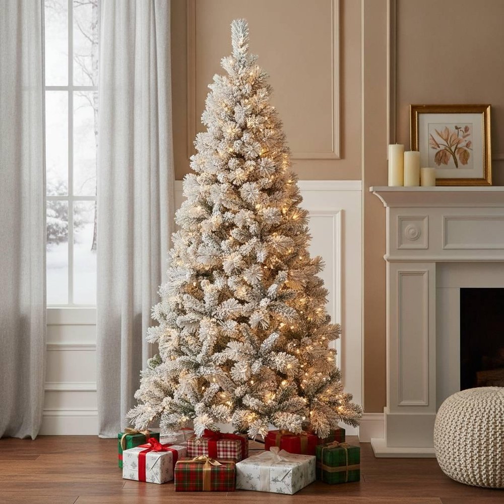 4' Snow Full Flocked Fir Christmas Tree HomeRoots