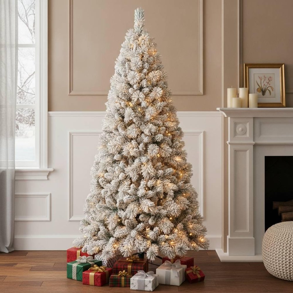 4' Snow Full Flocked Fir Christmas Tree HomeRoots