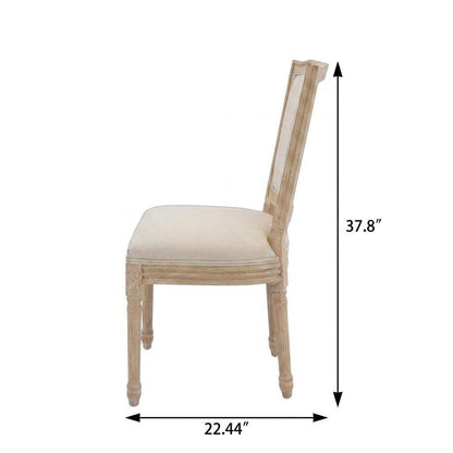 Set of Two Beige And Natural Linen And Solid Wood Dining Side Chairs HomeRoots