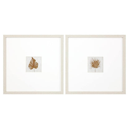 Set Of Two Neutral Palm Distressed White Framed Wall Art HomeRoots