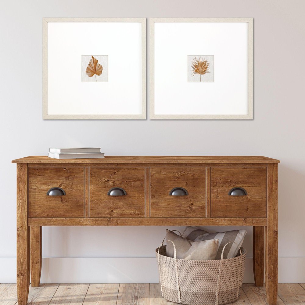 Set Of Two Neutral Palm Distressed White Framed Wall Art — view 2