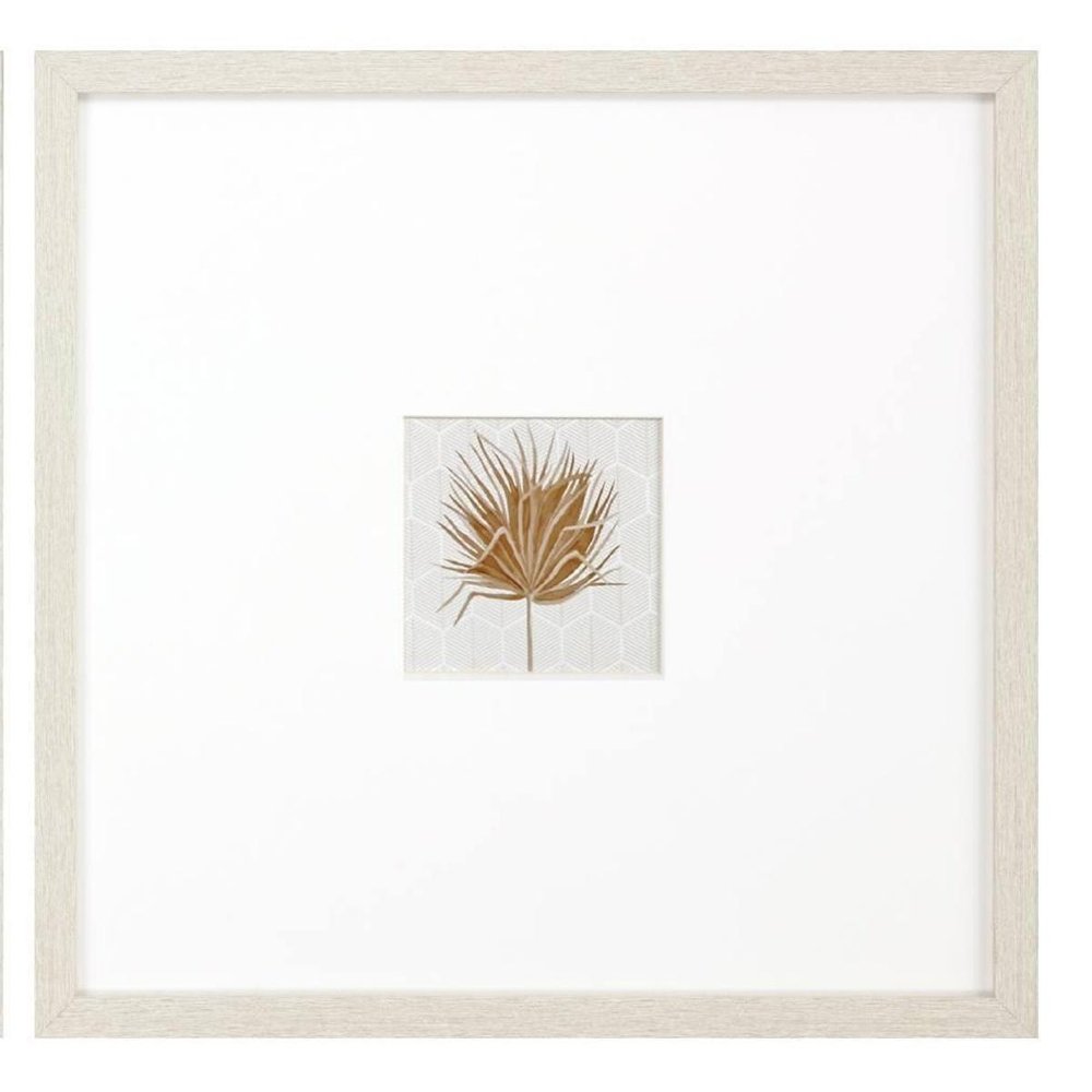 Set Of Two Neutral Palm Distressed White Framed Wall Art — view 4