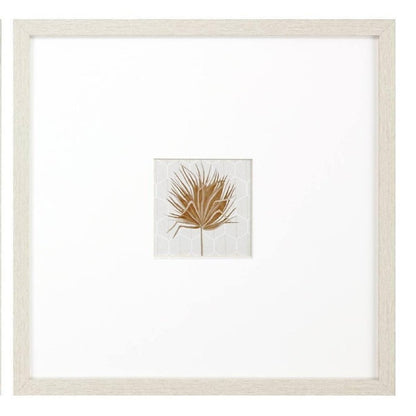 Set Of Two Neutral Palm Distressed White Framed Wall Art HomeRoots