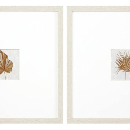 Set Of Two Neutral Palm Distressed White Framed Wall Art HomeRoots