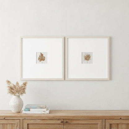 Set Of Two Neutral Palm Distressed White Framed Wall Art HomeRoots