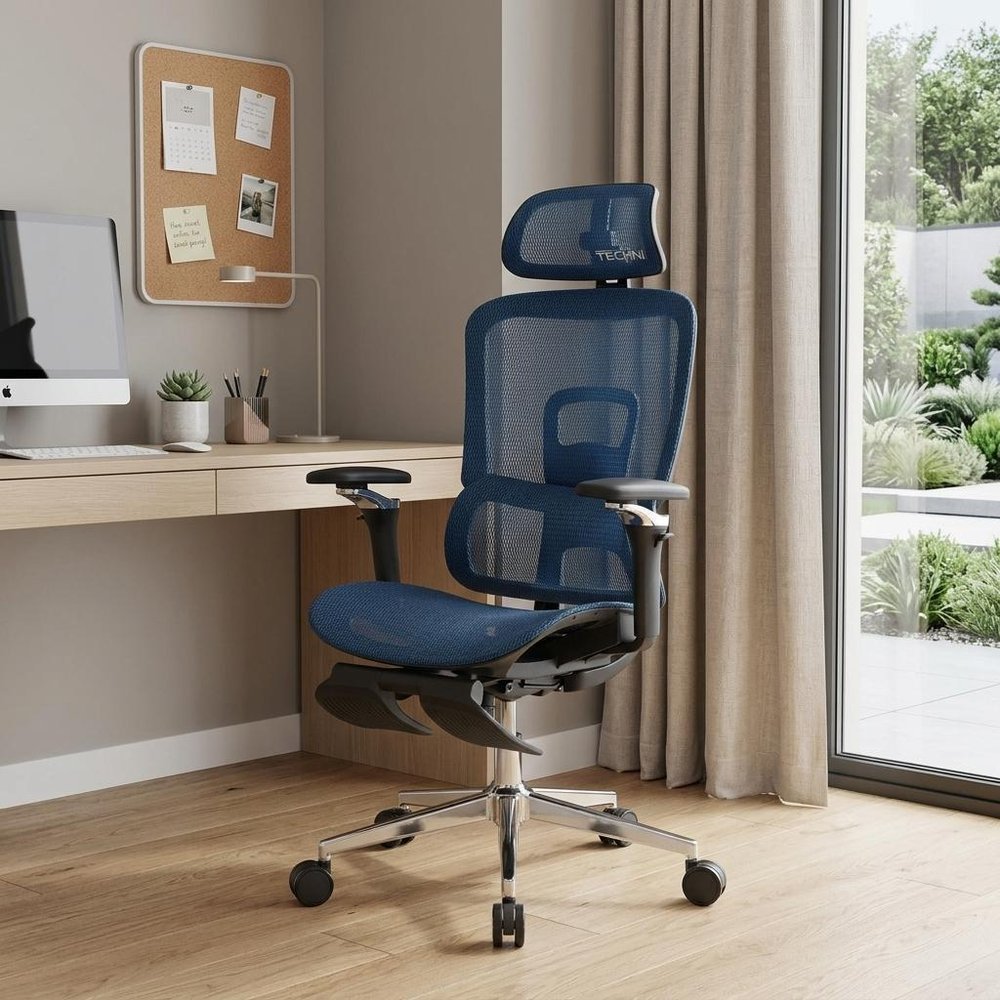 Teal Blue Adjustable Height Swivel Rolling Gaming Chair With Footrest — view 9