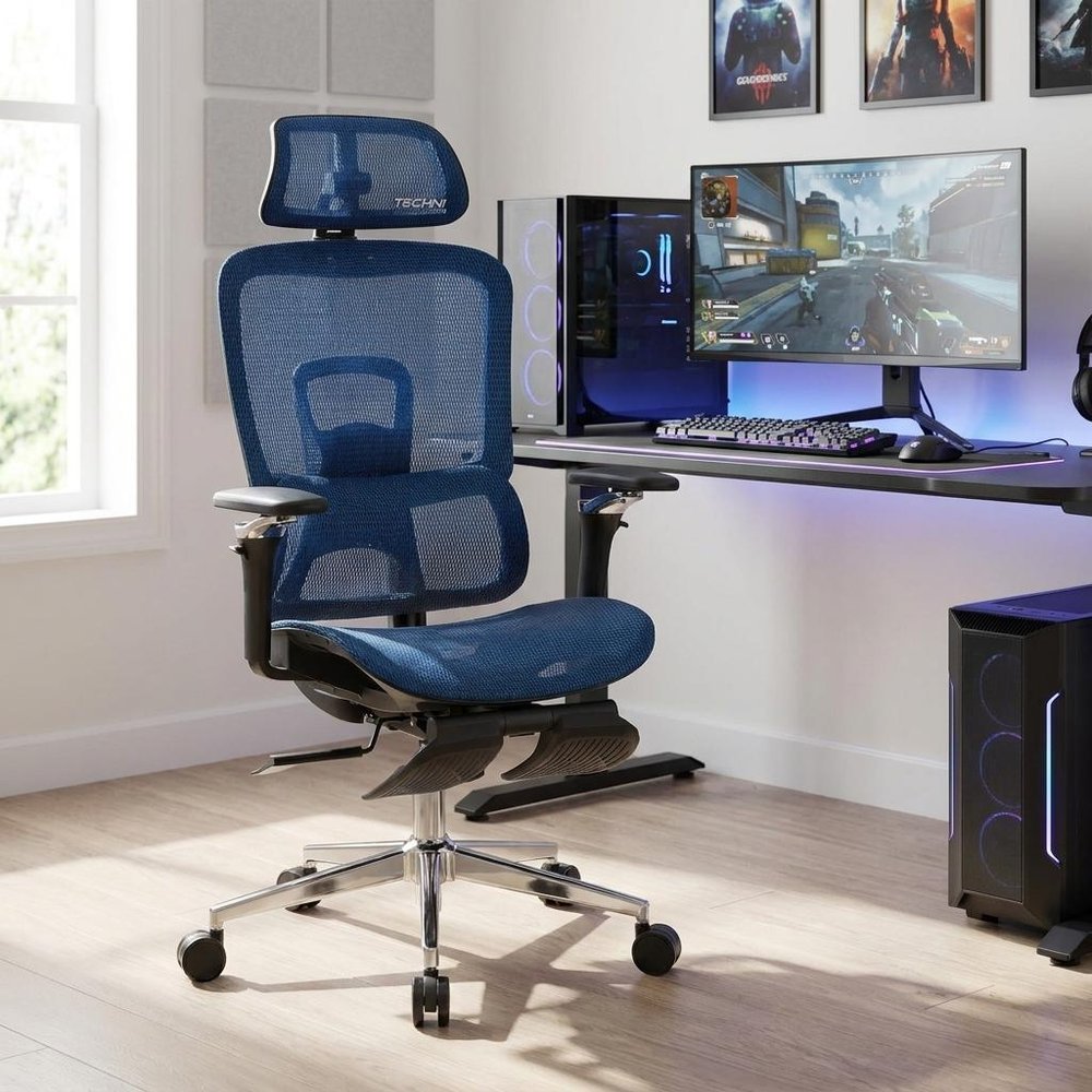 Teal Blue Adjustable Height Swivel Rolling Gaming Chair With Footrest HomeRoots