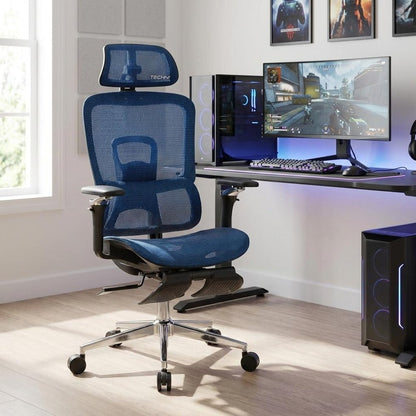 Teal Blue Adjustable Height Swivel Rolling Gaming Chair With Footrest HomeRoots