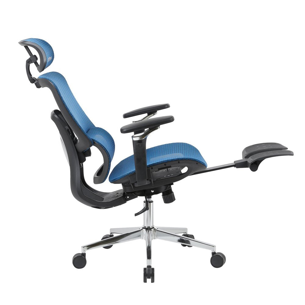 Teal Blue Adjustable Height Swivel Rolling Gaming Chair With Footrest HomeRoots