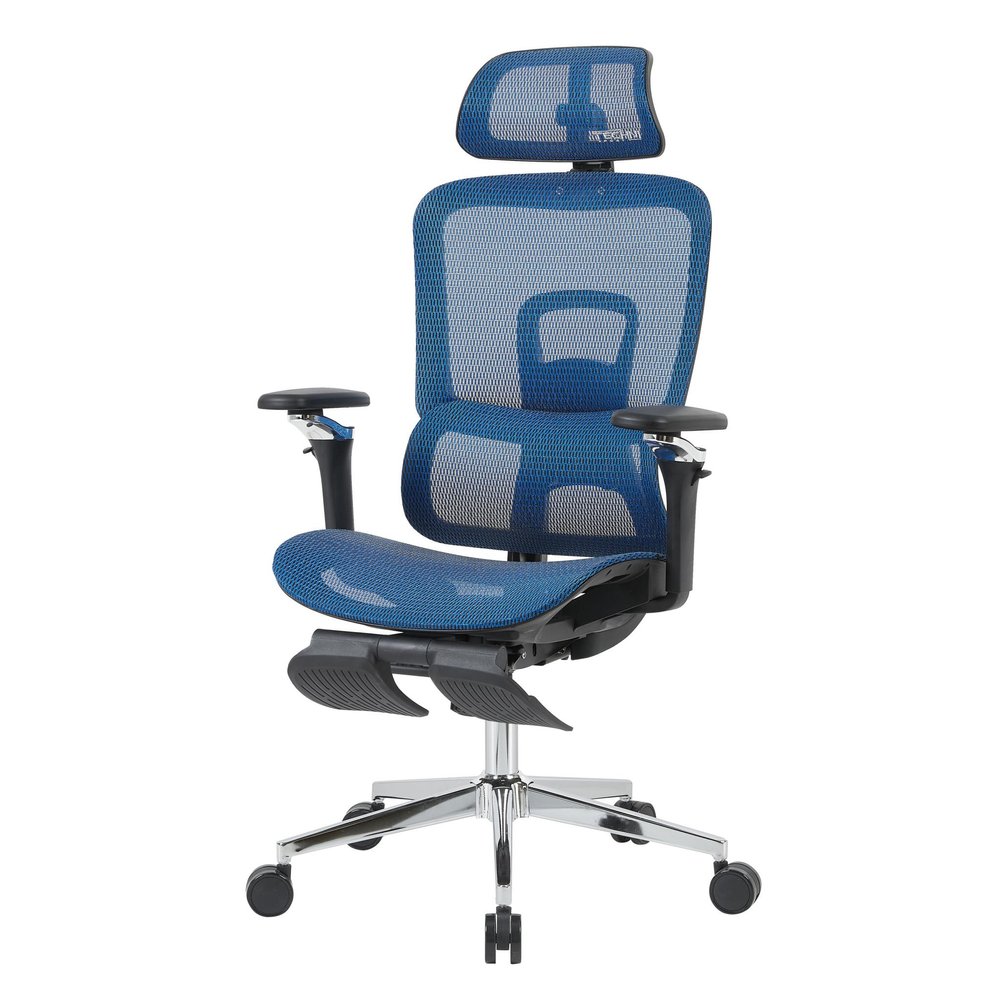 Teal Blue Adjustable Height Swivel Rolling Gaming Chair With Footrest — view 7