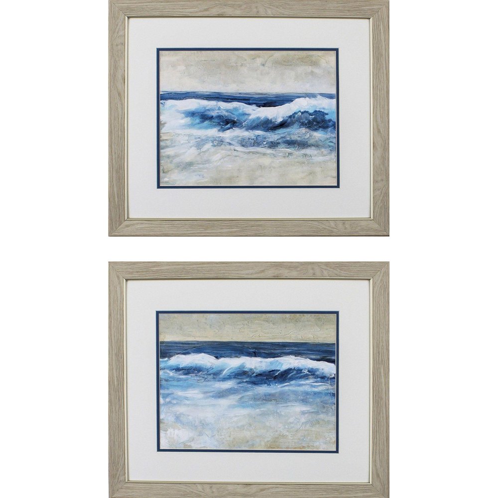 Set Of Two Breaking Shore Waves Brown Framed Wall Art HomeRoots
