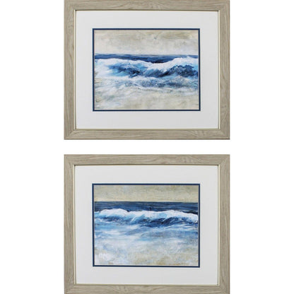 Set Of Two Breaking Shore Waves Brown Framed Wall Art HomeRoots