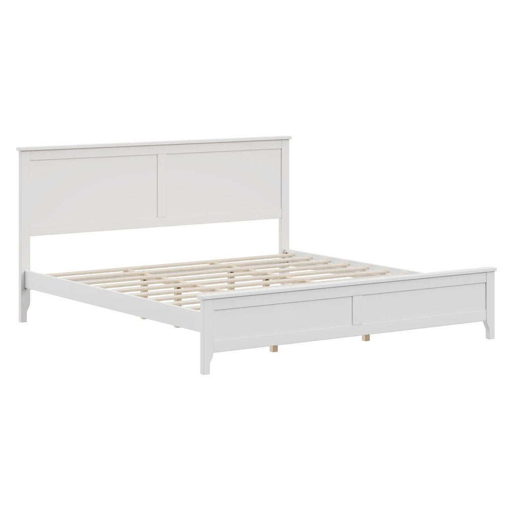 White Solid Wood Full Bed Frame HomeRoots