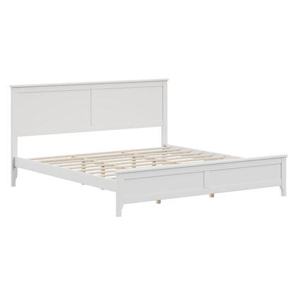 White Solid Wood Full Bed Frame HomeRoots