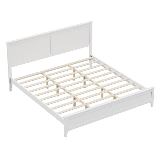 White Solid Wood Full Bed Frame