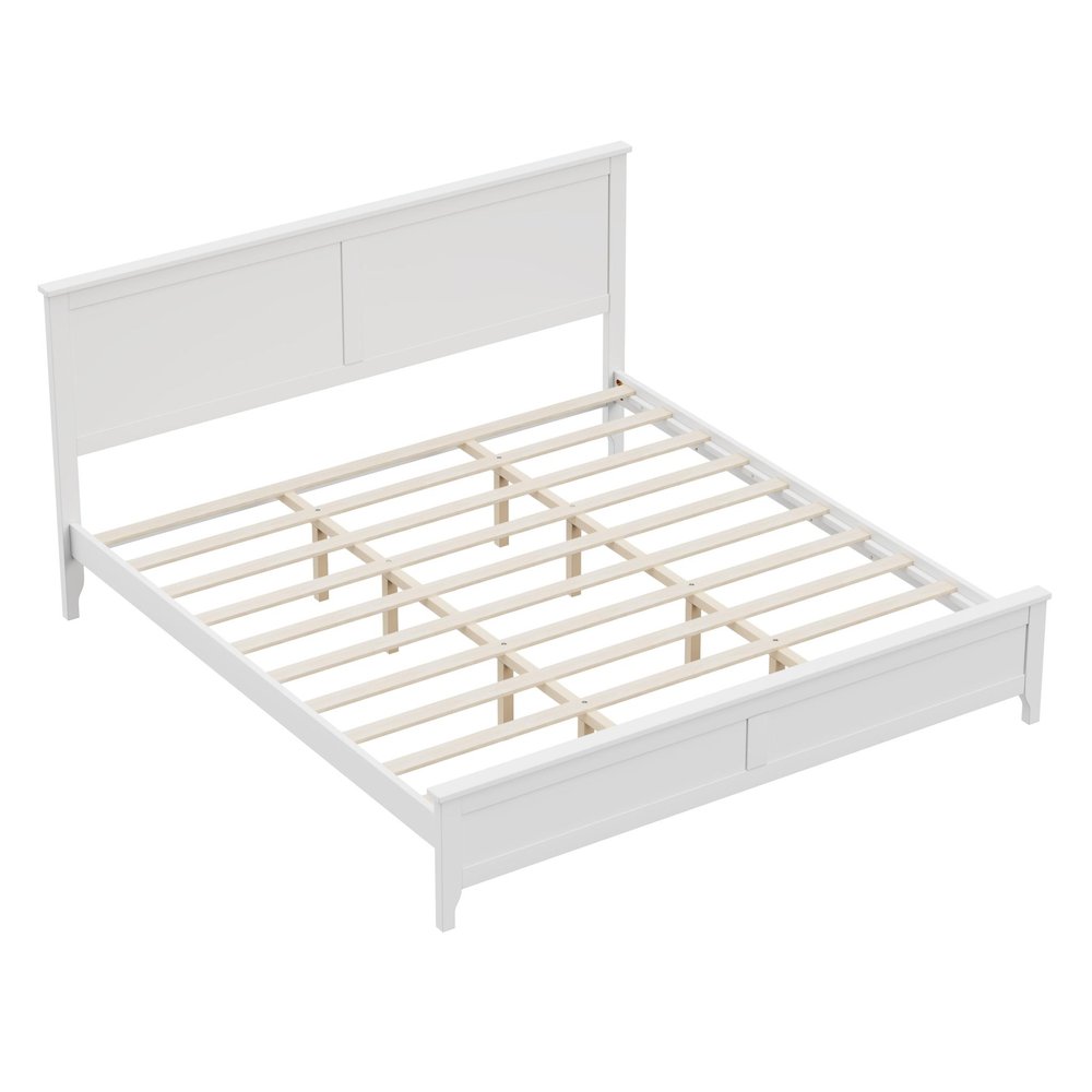 White Solid Wood Full Bed Frame — view 2