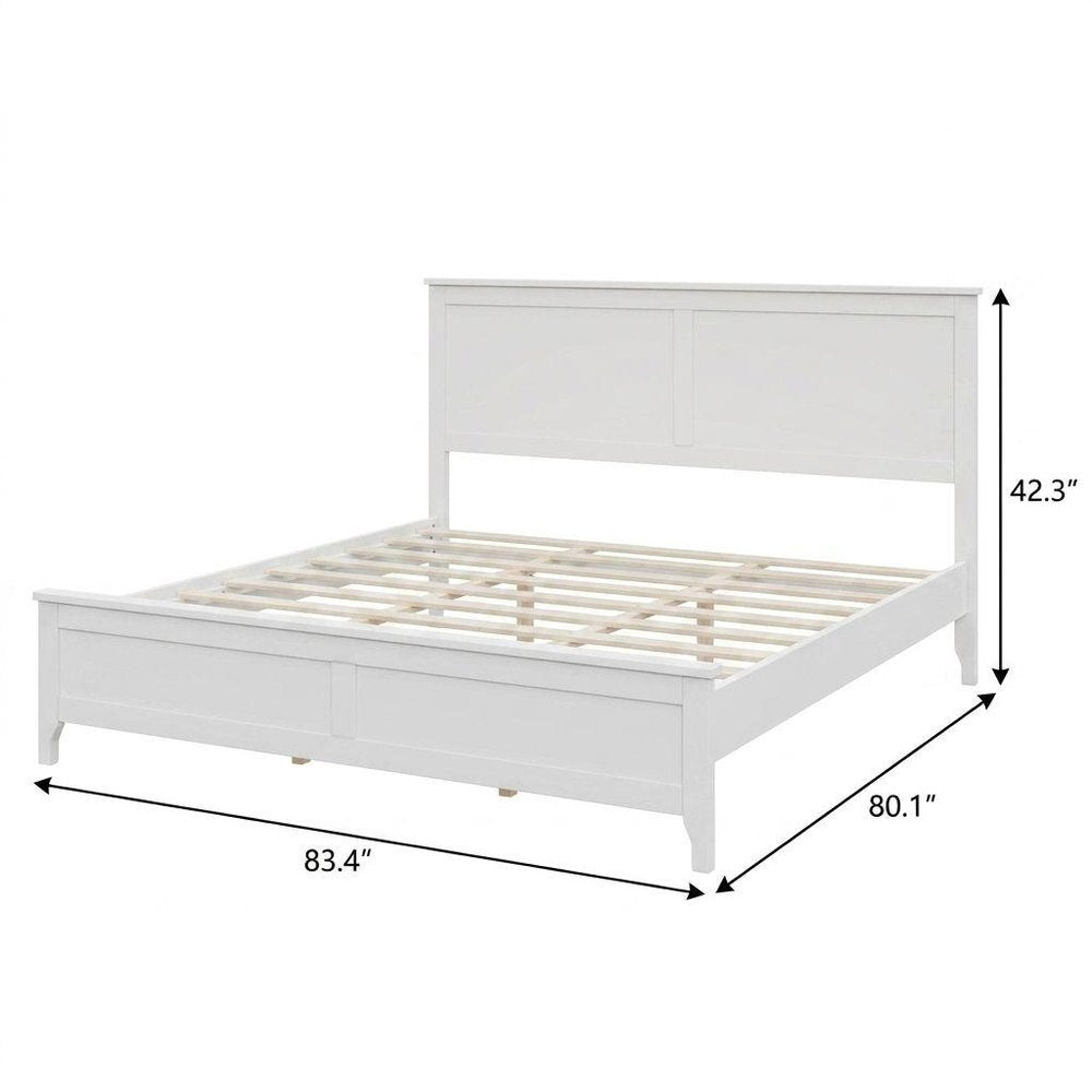 White Solid Wood Full Bed Frame HomeRoots