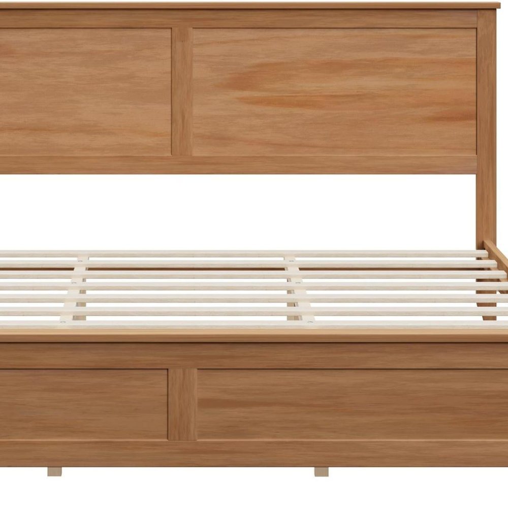Natural Solid Wood King Bed Frame — view 4
