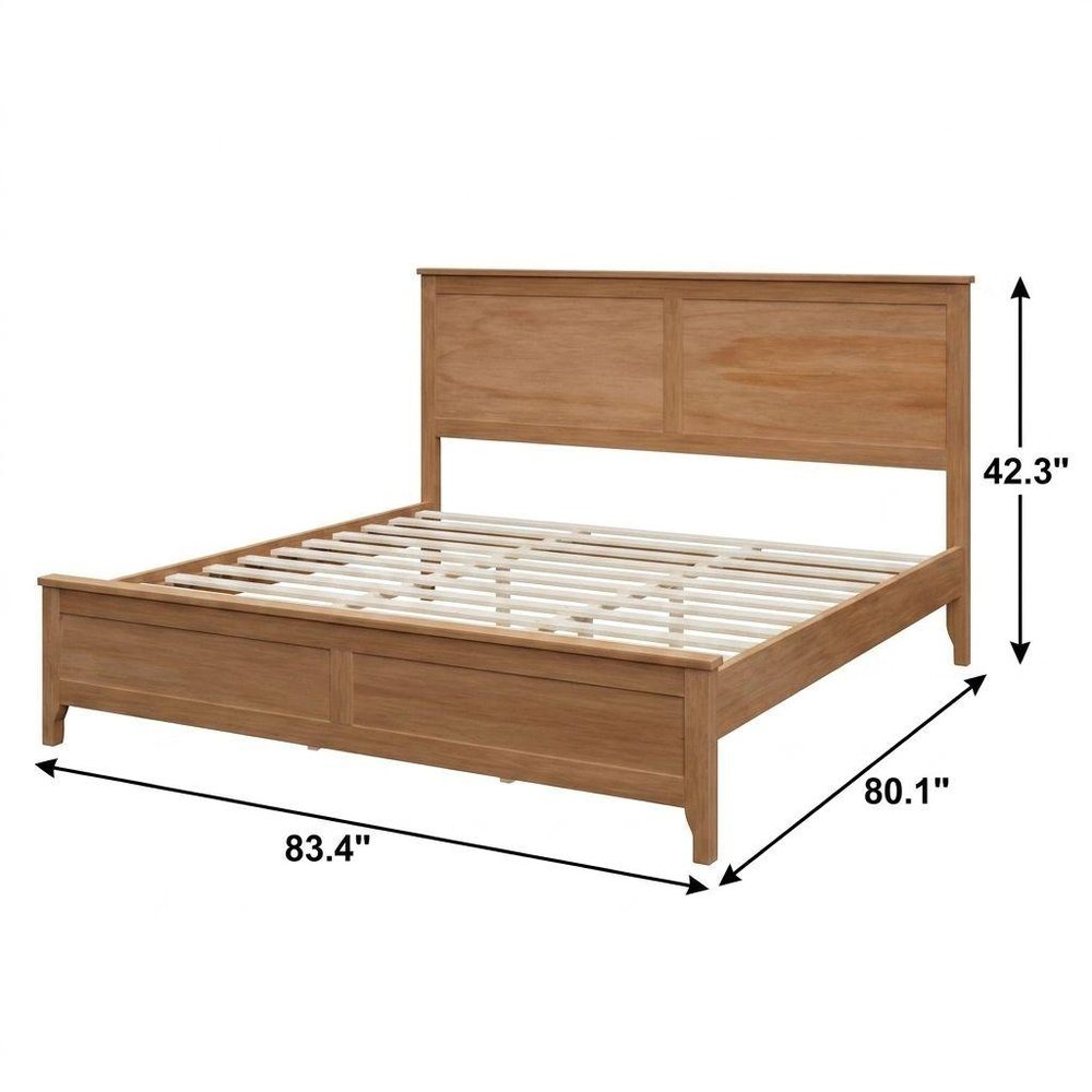 Natural Solid Wood King Bed Frame — view 5