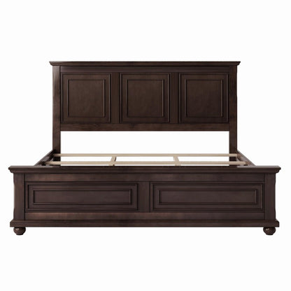 Brown Inlaid Panels Solid Wood King Bed Frame HomeRoots