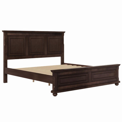 Brown Inlaid Panels Solid Wood King Bed Frame HomeRoots