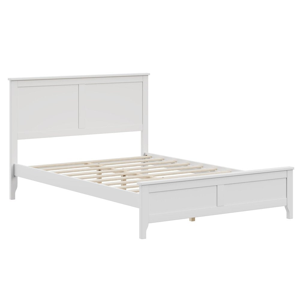 White Solid Wood Full Bed Frame HomeRoots
