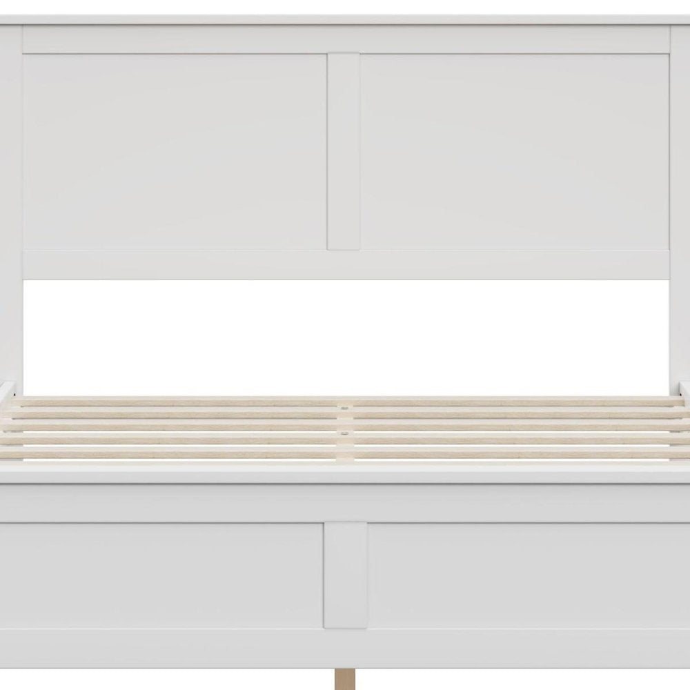 White Solid Wood Full Bed Frame HomeRoots